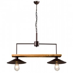 Φωτιστικό Δίφωτο Από Ξύλο Και Μέταλλο Σκουριά 2xE27 - Arkolight