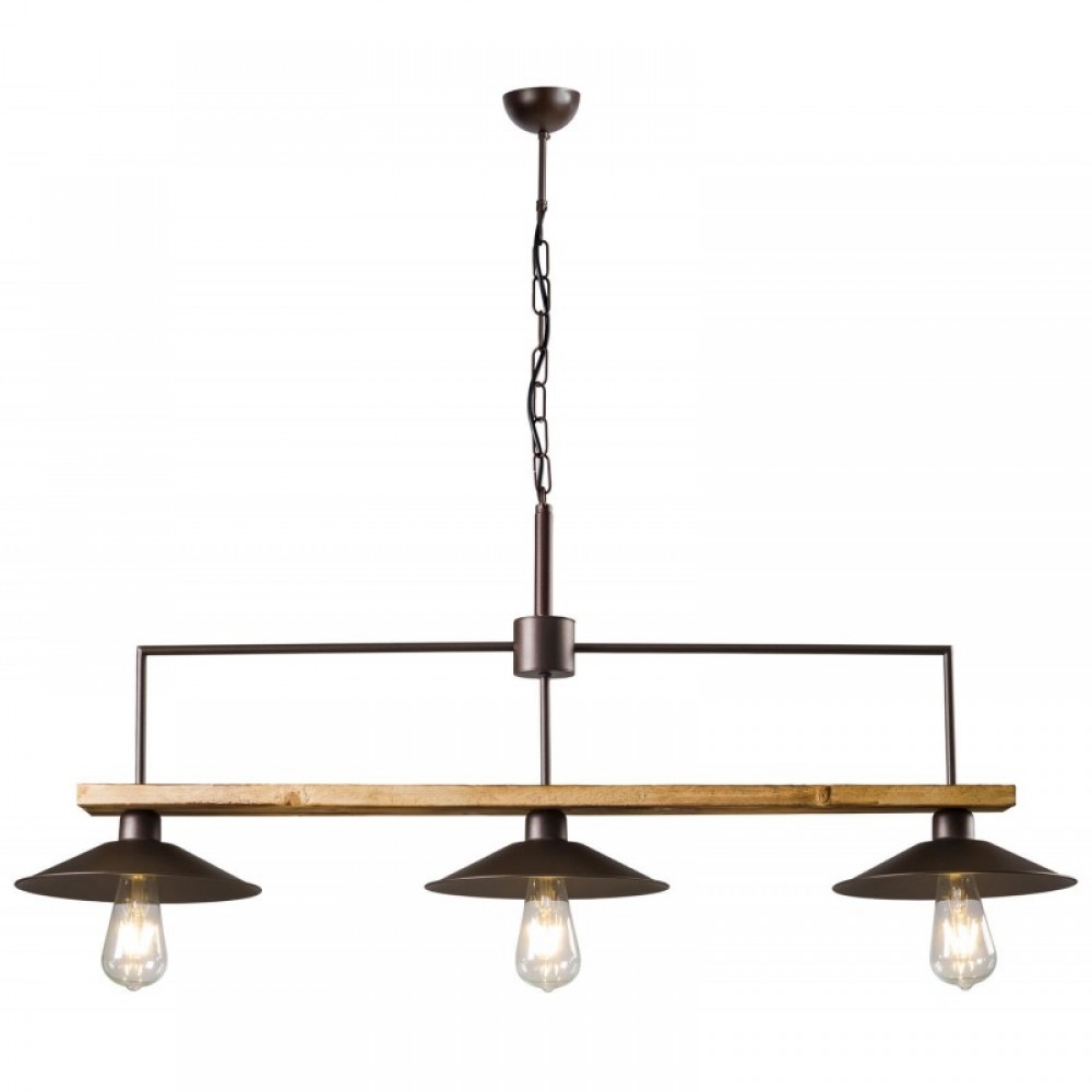 Φωτιστικό Τρίφωτο Από Ξύλο Και Μέταλλο Σκουριά 3xE27 - Arkolight