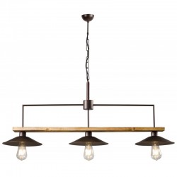 Φωτιστικό Τρίφωτο Από Ξύλο Και Μέταλλο Σκουριά 3xE27 - Arkolight