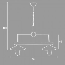 Φωτιστικό Δίφωτο Από Ξύλο Και Μέταλλο Σκουριά 2xE27 - Arkolight