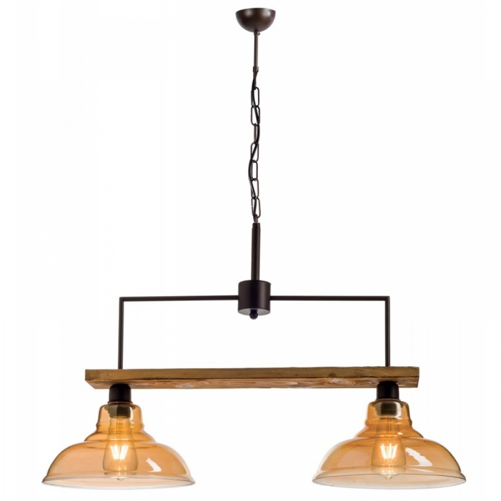 Φωτιστικό Δίφωτο Από Ξύλο Και Γυαλί Μελί 2xE27 - Arkolight