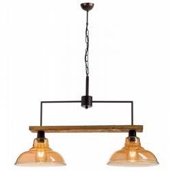 Φωτιστικό Δίφωτο Από Ξύλο Και Γυαλί Μελί 2xE27 - Arkolight