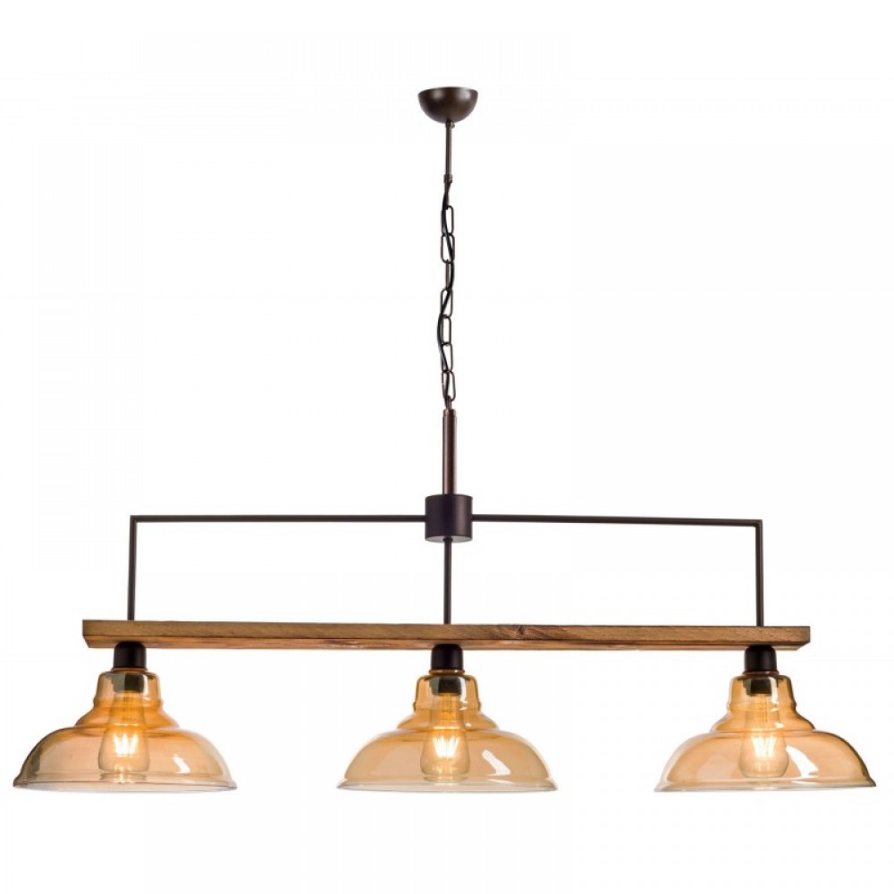 Φωτιστικό Τρίφωτο Από Ξύλο Και Γυαλί Μελί 3xE27 - Arkolight