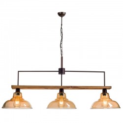 Φωτιστικό Τρίφωτο Από Ξύλο Και Γυαλί Μελί 3xE27 - Arkolight