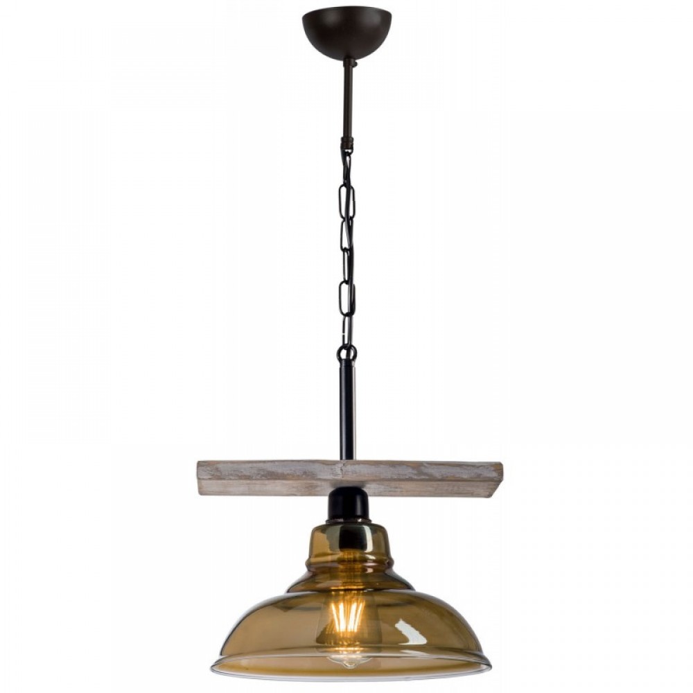 Φωτιστικό Μονόφωτο Από Ξύλο Και Γυαλί Φιμέ 1xE27 - Arkolight