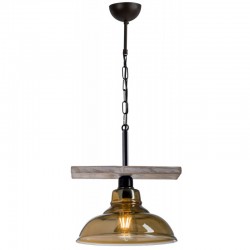 Φωτιστικό Μονόφωτο Από Ξύλο Και Γυαλί Φιμέ 1xE27 - Arkolight