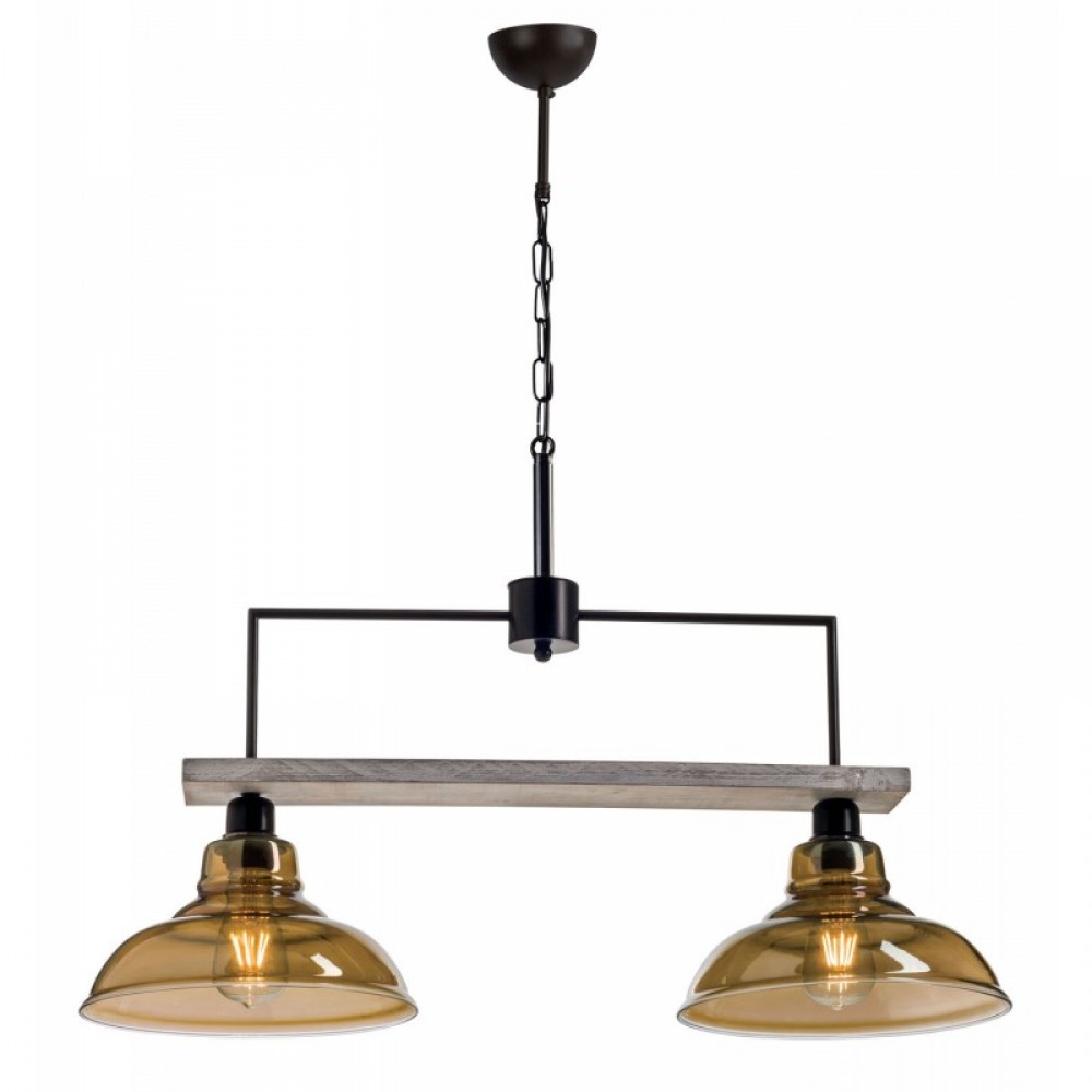 Φωτιστικό Δίφωτο Από Ξύλο Και Γυαλί Φιμέ 2xE27 - Arkolight