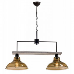 Φωτιστικό Δίφωτο Από Ξύλο Και Γυαλί Φιμέ 2xE27 - Arkolight