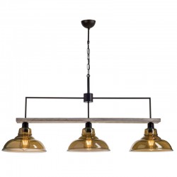 Φωτιστικό Τρίφωτο Από Ξύλο Και Γυαλί Φιμέ 3xE27 - Arkolight