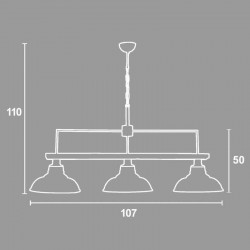 Φωτιστικό Τρίφωτο Από Ξύλο Και Γυαλί Μελί 3xE27 - Arkolight