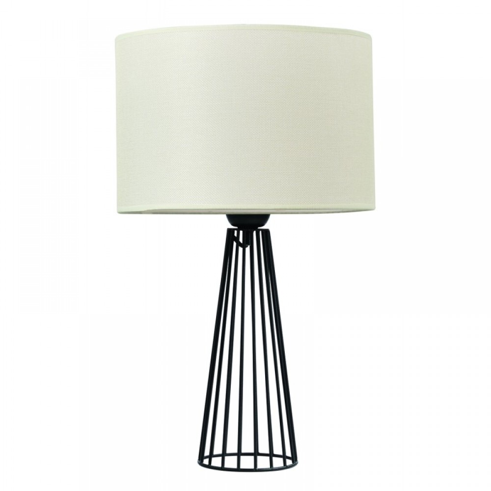 Επιτραπέζια λάμπα μέταλλο μαύρο αμπαζούρ Μπεζ 1xE27 - ARKOLIGHT