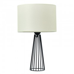 Επιτραπέζια λάμπα μέταλλο μαύρο αμπαζούρ Μπεζ 1xE27 - ARKOLIGHT