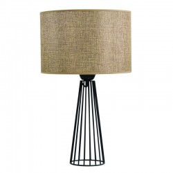 Επιτραπέζια λάμπα μέταλλο μαύρο αμπαζούρ μόκα 1xE27 - ARKOLIGHT