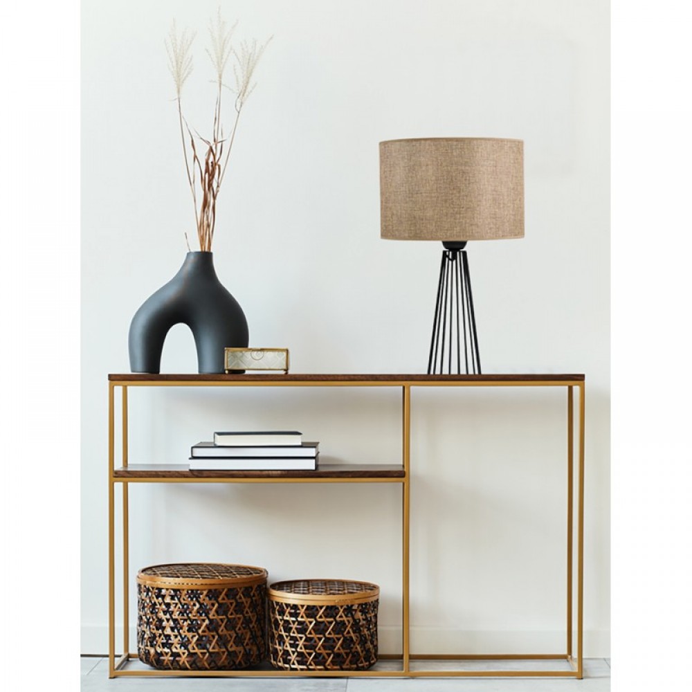 Επιτραπέζια λάμπα μέταλλο μαύρο αμπαζούρ μόκα 1xE27 - ARKOLIGHT