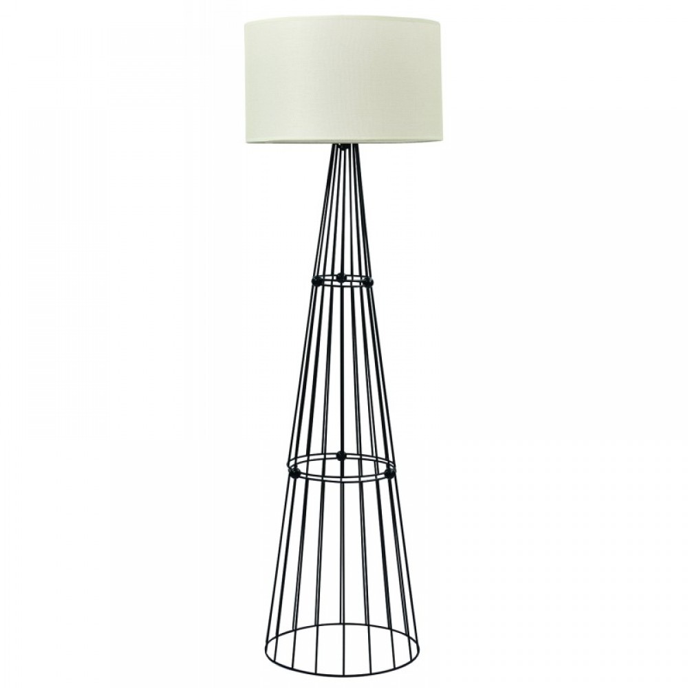 Φωτιστικό δαπέδου μέταλλο μαύρο αμπαζούρ Μπεζ 1xE27 - ARKOLIGHT