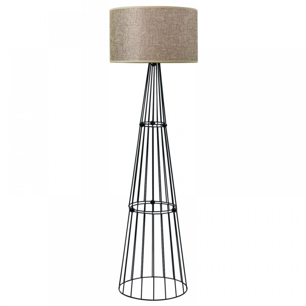 Φωτιστικό δαπέδου μέταλλο μαύρο αμπαζούρ μόκα 1xE27 - ARKOLIGHT
