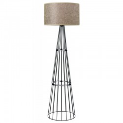 Φωτιστικό δαπέδου μέταλλο μαύρο αμπαζούρ μόκα 1xE27 - ARKOLIGHT