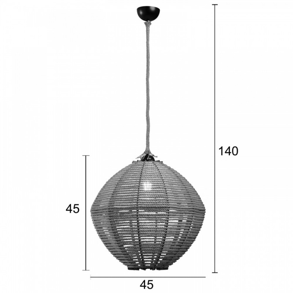 Φωτιστικό μονόφωτο σχοινί natural Ε27 Φ45 - ARKOLIGHT