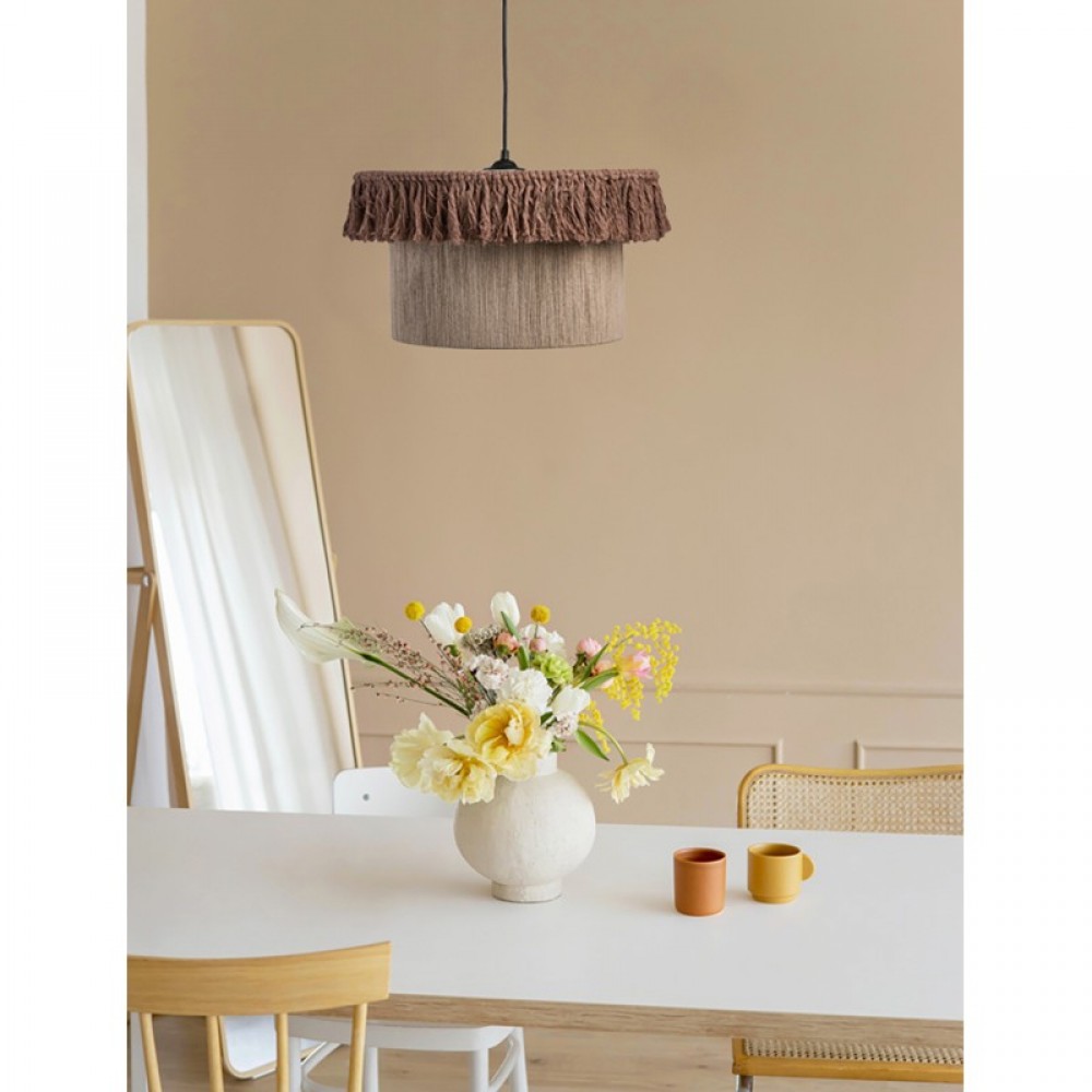 Φωτιστικό μονόφωτο BOHO σχοινί καφέ/μελί E27 Φ40 - ARKOLIGHT