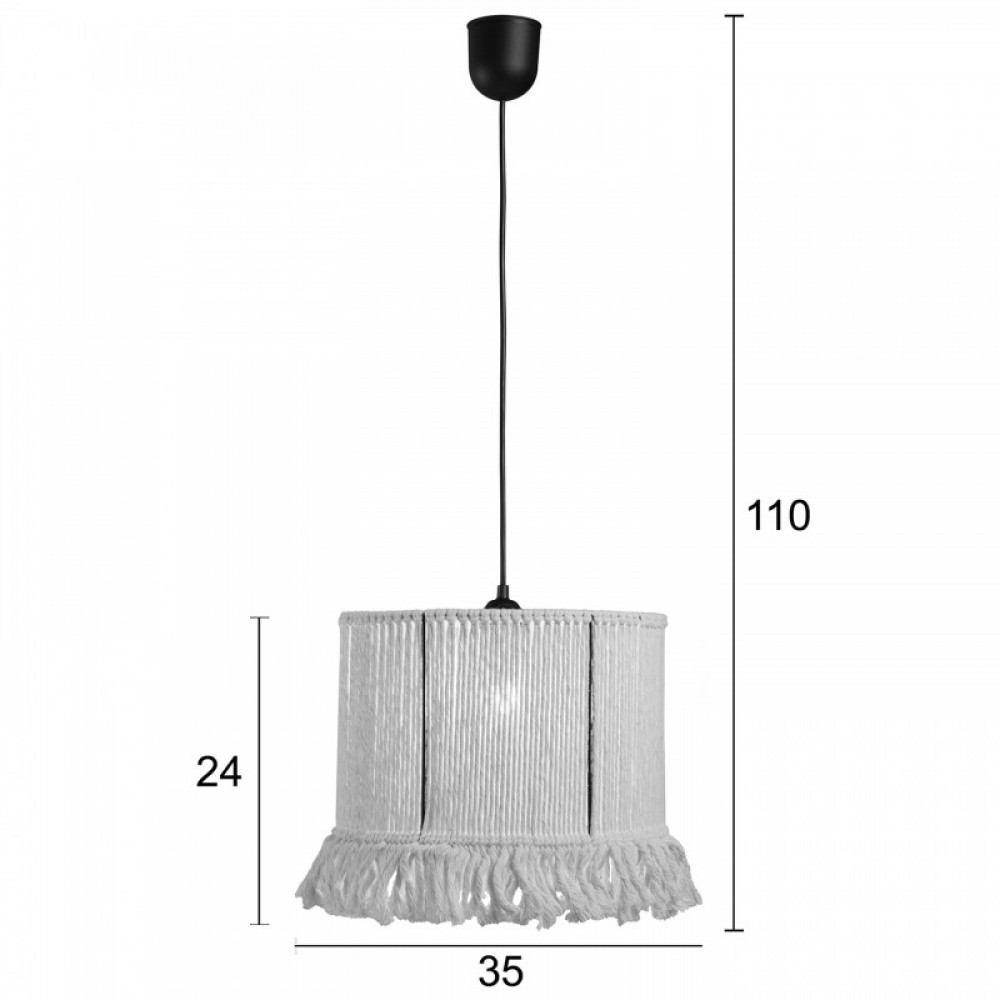 Φωτιστικό μονόφωτο BOHO σχοινί εκρού E27 Φ35 - ARKOLIGHT