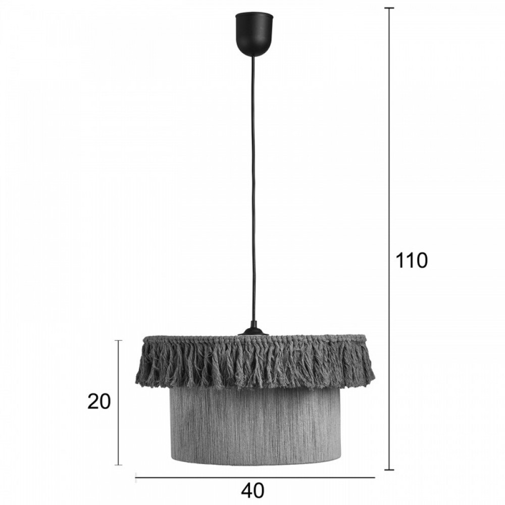 Φωτιστικό μονόφωτο BOHO σχοινί καφέ/μελί E27 Φ40 - ARKOLIGHT