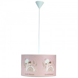 Φωτιστικό Μονόφωτο Παιδικό Αμπαζούρ, ύφασμα με σχέδιο κύκνος σε ροζ απόχρωση Ε27 Φ40 - Arkolight