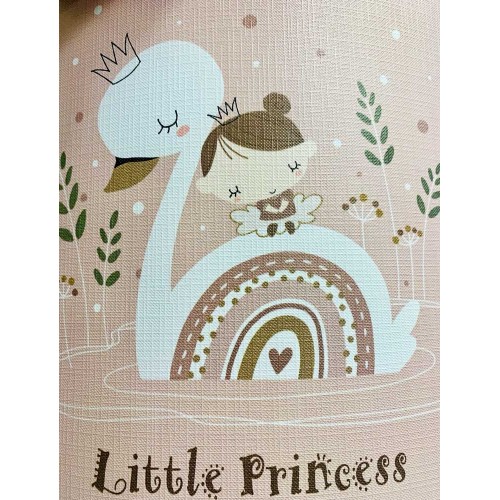 Φωτιστικό Μονόφωτο Παιδικό Αμπαζούρ, ύφασμα με σχέδιο κύκνος σε ροζ απόχρωση Ε27 Φ40 - Arkolight