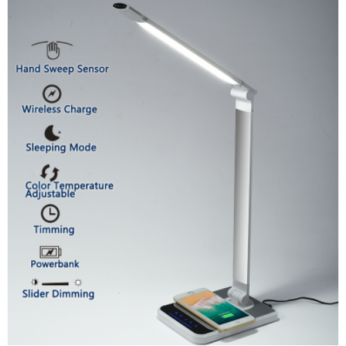 LED Φωτιστικό Γραφείου Με Εναλλαγή Χρωμάτων Και Ασύρματη Φόρτιση για Κινητά Smartphone - 18W 1500lm ATMAN