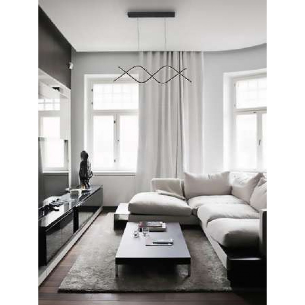 LED Κρεμαστό Φωτιστικό Αλουμινίου Μαύρο Με 3 σε 1 Φωτισμό - 54W LUGO - LEGGENDA