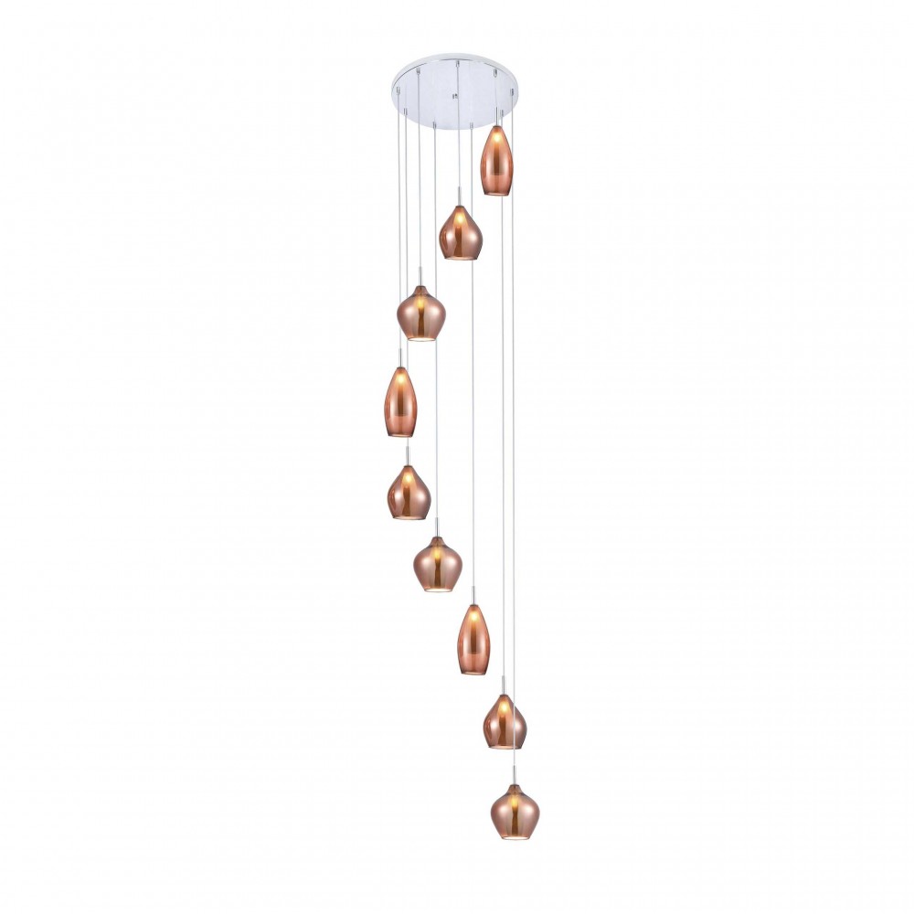 Κρεμαστό Φωτιστικό Πολύφωτο Από Γυαλί Σε Διάφορα Χρώματα - 9x G9 max 40W Amber Milano 9 - AZzardo