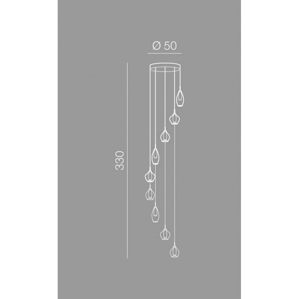 Κρεμαστό Φωτιστικό Πολύφωτο Από Γυαλί Σε Διάφορα Χρώματα - 9x G9 max 40W Amber Milano 9 - AZzardo