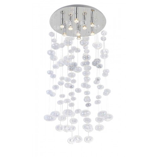 Κρεμαστό Φωτιστικό Από Γυαλί Διάφανο - 9x GU10 40W Luvia XL - AZzardo