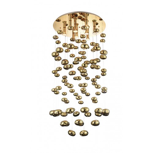 Κρεμαστό Φωτιστικό Από Γυαλί Σε Χρυσό Χρώμα - 9x GU10 40W Luvia XL - AZzardo
