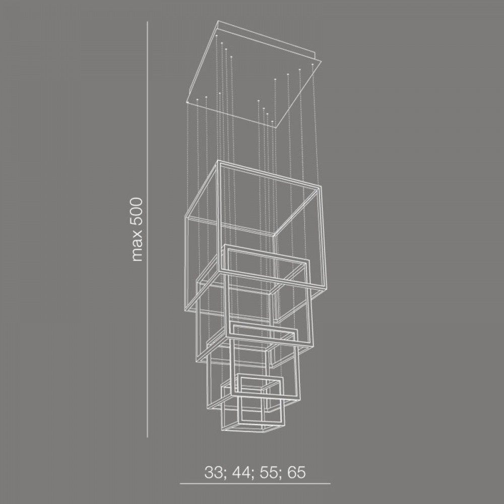 LED Κρεμαστό Φωτιστικό Αλουμινίου Με Κύβους Μαύρο - 329W OPERA XL - AZzardo