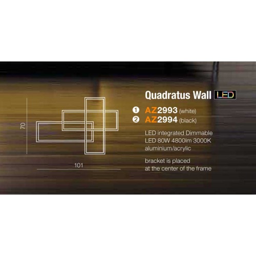 LED Φωτιστικό Τοίχου Αλουμινίου Σε Λευκό Χρώμα - 80W DIMMABLE Quadratus - AZzardo