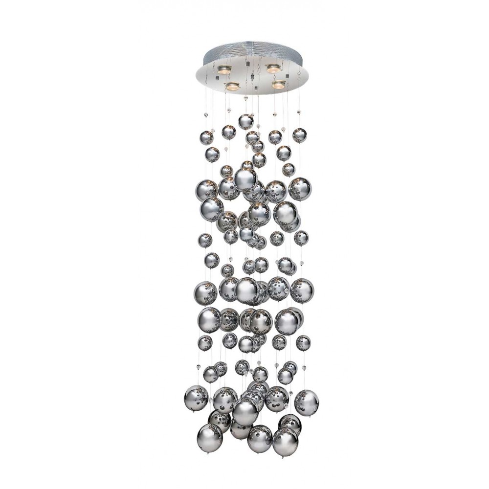 Κρεμαστό Φωτιστικό Από Μέταλλο Και Γυαλί Σε Χρώμιο - 4x GU10 40W RAIN - AZzardo