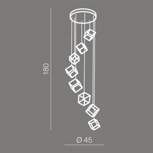 LED Κρεμαστό Φωτιστικό Αλουμινίου Με Κύβους - 150W STRANGE 8 DIMMABLE - AZzardo