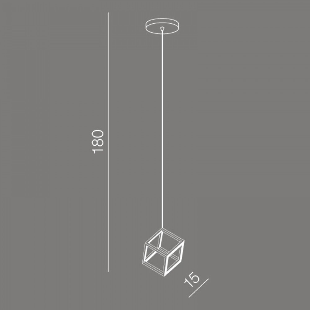 LED Κρεμαστό Φωτιστικό Αλουμινίου Κύβος Μαύρος - 18W STRANGE 1 - AZzardo