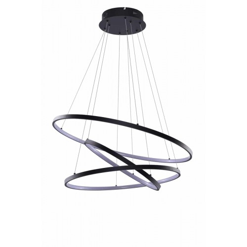 LED Κρεμαστό Φωτιστικό Με Τρεις Κύκλους Αλουμινίου Μαύρο 80W Wheel 3 DIMMABLE - AZzardo