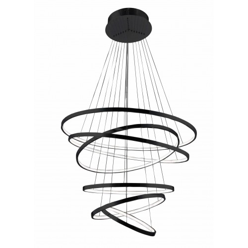 LED Κρεμαστό Φωτιστικό Με Έξι Κύκλους Αλουμινίου Μαύρο 140W Wheel 6 LONG DIMMABLE - AZzardo