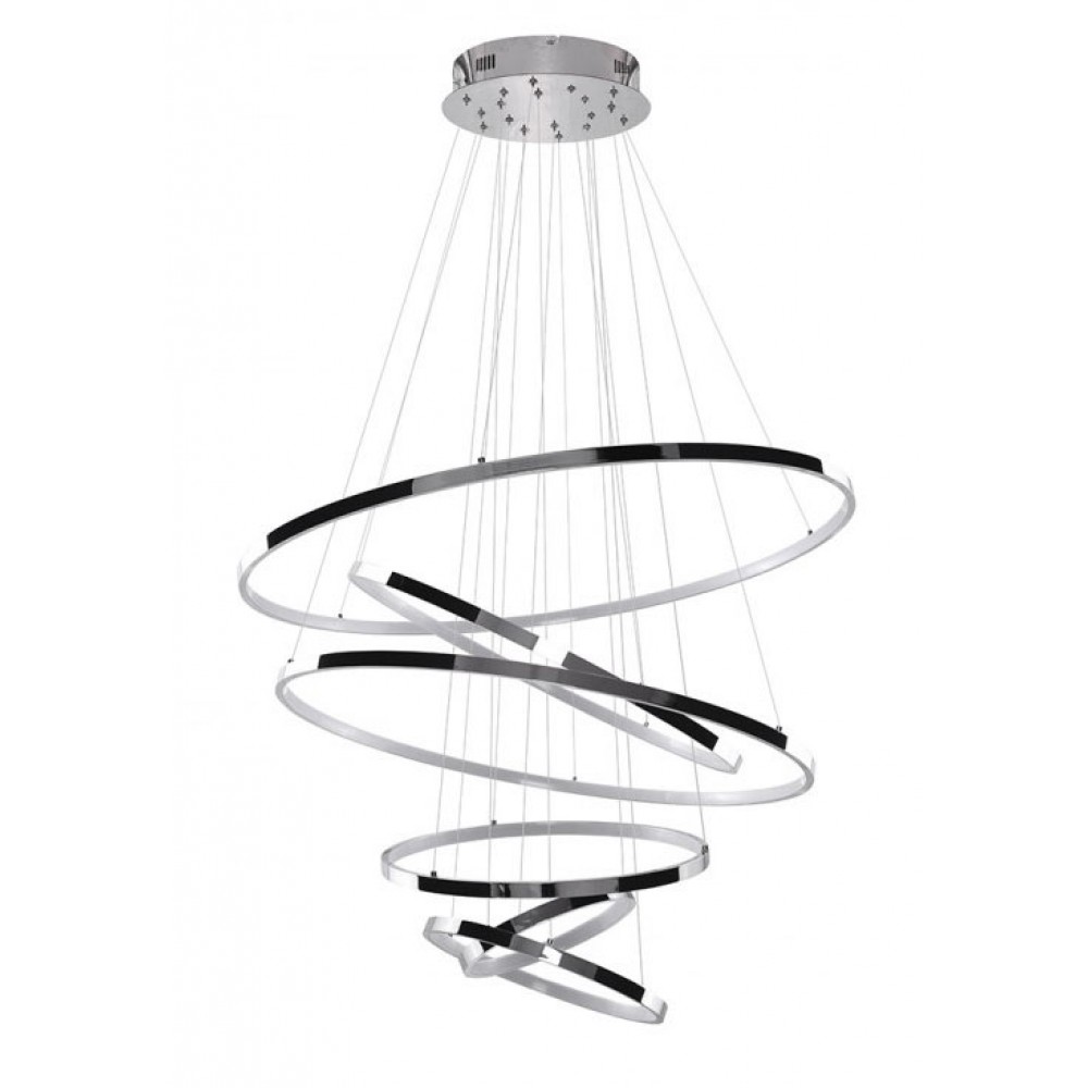 LED Κρεμαστό Φωτιστικό Με Έξι Κύκλους Αλουμινίου Χρώμιο 140W Wheel 6 LONG DIMMABLE - AZzardo