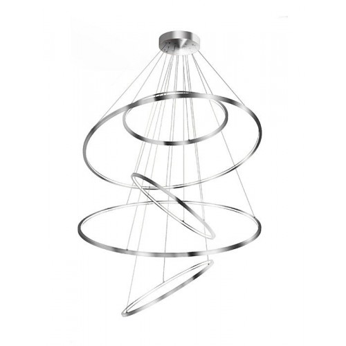 LED Κρεμαστό Φωτιστικό Με Πέντε Κύκλους Αλουμινίου Χρώμιο 190W Wheel XXL - AZzardo