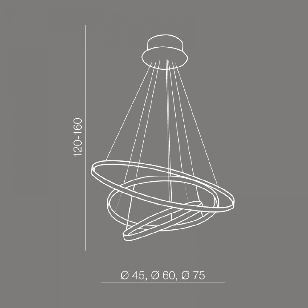 LED Κρεμαστό Φωτιστικό Με Τρεις Κύκλους Αλουμινίου Χρώμιο 80W Wheel 3 DIMMABLE - AZzardo