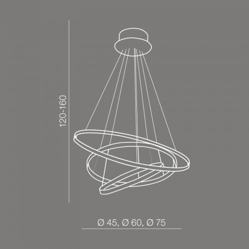 LED Κρεμαστό Φωτιστικό Με Τρεις Κύκλους Αλουμινίου Μαύρο 80W Wheel 3 DIMMABLE - AZzardo