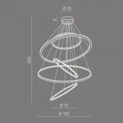 LED Κρεμαστό Φωτιστικό Με Πέντε Κύκλους Αλουμινίου Χρώμιο 190W Wheel XXL - AZzardo