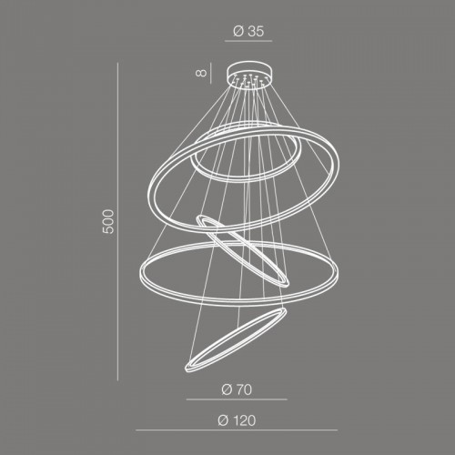 LED Κρεμαστό Φωτιστικό Με Πέντε Κύκλους Αλουμινίου Χρώμιο 190W Wheel XXL - AZzardo