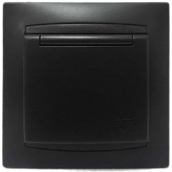 Πρίζα Σούκο Ασφαλείας Με Καπάκι Χωνευτή Γραφίτης ΧΑΛΚΙΔΑ