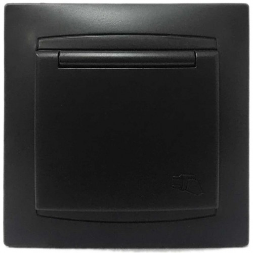 Πρίζα Σούκο Ασφαλείας Με Καπάκι Χωνευτή Γραφίτης ΧΑΛΚΙΔΑ