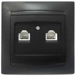 Πρίζα Τηλεφώνου Διπλή RJ11 Χωνευτή Γραφίτης ΧΑΛΚΙΔΑ