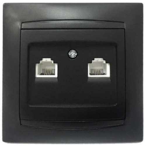 Πρίζα Τηλεφώνου Διπλή RJ11 Χωνευτή Γραφίτης ΧΑΛΚΙΔΑ